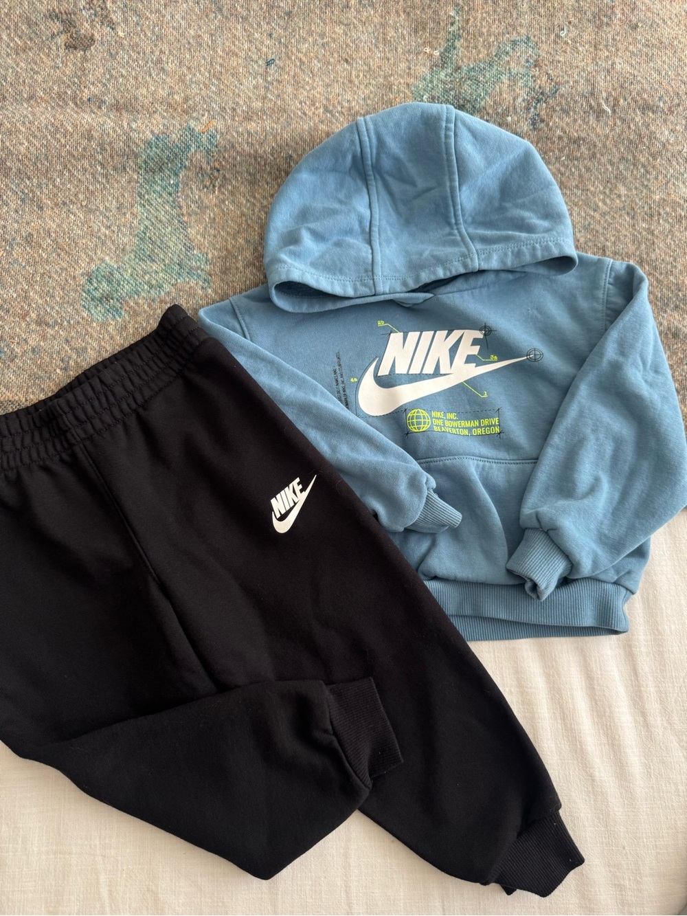 Nike Blue Hoodie and Black Jogger Set for Kids